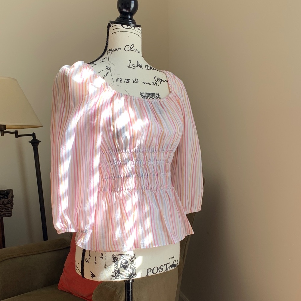 Gianni Bini Striped Peplum Blouse